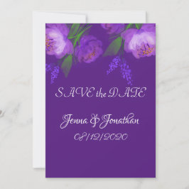 Elegant Paars Floral Script Weddenschap Save The Date