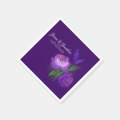 Elegant Paars Floral Script Weddenschap Servet (Hoek)