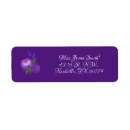 Elegant Paars Floral Script Weduwadres Etiket