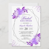 Elegant Paars Floral Silver Lijst Vrijgezellenfees Kaart (Voorkant)