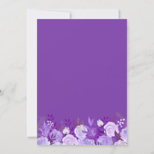 Elegant Paars Floral Silver Lijst Vrijgezellenfees Kaart (Achterkant)