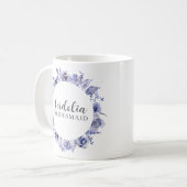 Elegant Paars Floral - Speciaal gepersonaliseerde Koffiemok (Voorkant links)