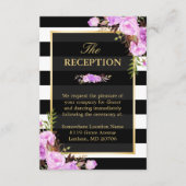 Elegant Paars Floral Stripes Weddenschap Informatiekaartje (Voorkant)