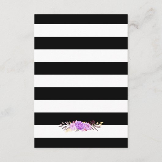 Elegant Paars Floral Stripes Weddenschap Informatiekaartje (Achterkant)