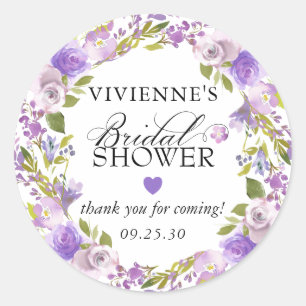 Elegant Paars Floral Vrijgezellenfeest Hartelijk d Ronde Sticker