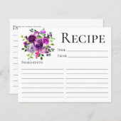 Elegant Paars Floral Vrijgezellenfeest Recipe Kaar (Voorkant / Achterkant)
