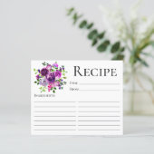 Elegant Paars Floral Vrijgezellenfeest Recipe Kaar (Staand voorkant)