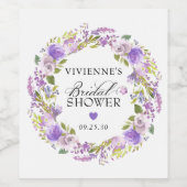 Elegant Paars Floral Vrijgezellenfeest Wijn Etiket (Enkel label)