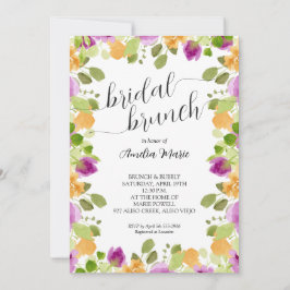 Elegant Paars Floral Waterverf Vrijgezellenfeest Kaart