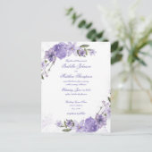 Elegant Paars Floral Wedding Invitation Briefkaart (Staand voorkant)