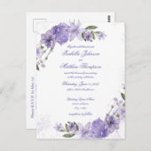 Elegant Paars Floral Wedding Invitation Briefkaart (Voorkant / Achterkant)