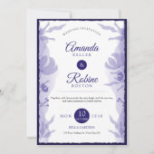 Elegant Paars Floral Wedding Invitation Kaart (Voorkant)