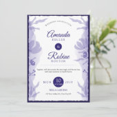 Elegant Paars Floral Wedding Invitation Kaart (Staand voorkant)