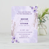 Elegant Paars Floral Wedding Invitation Kaart (Staand voorkant)