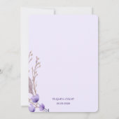 Elegant Paars Floral Wedding Invitation Kaart (Achterkant)