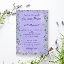 Elegant Paars Floral Wedding Invitation