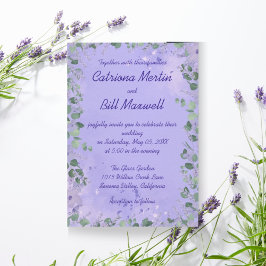 Elegant Paars Floral Wedding Invitation Kaart