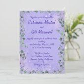 Elegant Paars Floral Wedding Invitation Kaart (Staand voorkant)