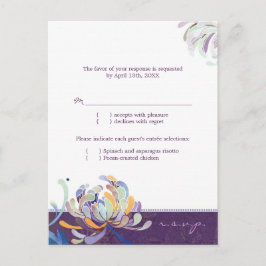 Elegant Paars Floral Wedding Meal Choice RSVP Uitnodiging Briefkaart
