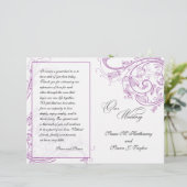 Elegant Paars Floral Wedding Programme (Staand voorkant)