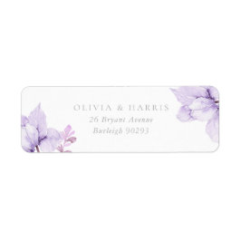 Elegant Paars Floral Wedding Return Address Etiket
