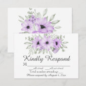 Elegant Paars Floral Wedding RSVP Kaart (Voorkant / Achterkant)