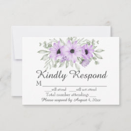 Elegant Paars Floral Wedding RSVP Kaart