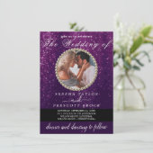 Elegant Paars Fotokalligrafie Weddenschap Kaart (Staand voorkant)