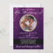 Elegant Paars Fotokalligrafie Weddenschap Kaart (Voorkant)