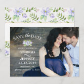 Elegant Paars Garden Wedding Save the Date Photo (Voorkant / Achterkant)