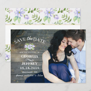 Elegant Paars Garden Wedding Save the Date Photo