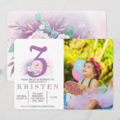 Elegant paars geboortedag kaart (Voorkant / Achterkant)