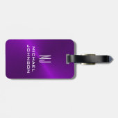 Elegant Paars geborsteld metallisch monogramma Bagagelabel (Achterkant horizontaal)