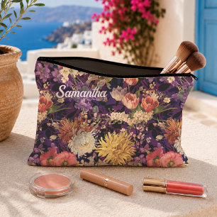 Elegant Paars Geel Bloemmotief Kunst Etui