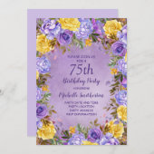 Elegant Paars-gele rozen Peonies 75e verjaardag Kaart (Voorkant / Achterkant)