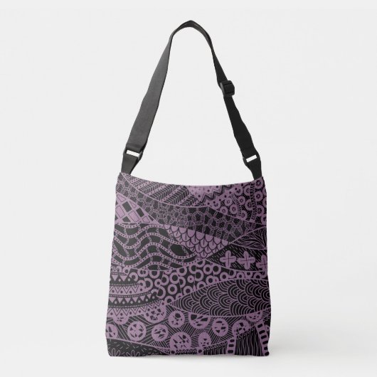 Elegant Paars Geometric Abstract Tribal Patroon Crossbody Tas (Voorkant)