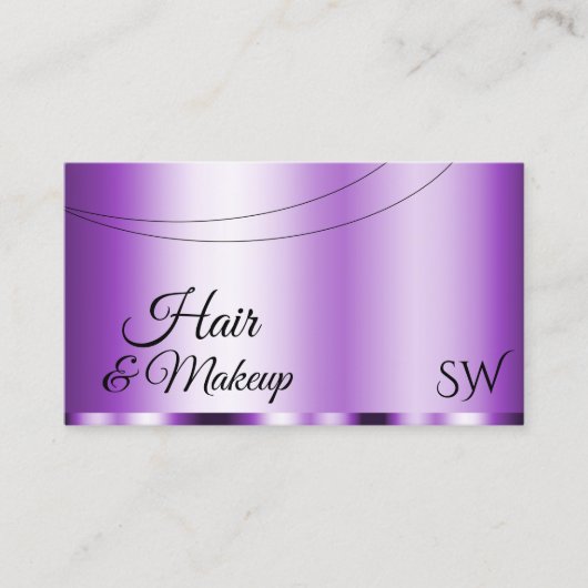 Elegant Paars Glamoureus met Initialen Stijlvol Visitekaartje (Voorkant)