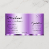Elegant Paars Glamoureus met monogram Stijlvol Visitekaartje (Achterkant)
