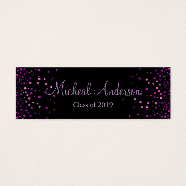 Elegant Paars Glitter Afstuderen Name Kaart (Voorkant)