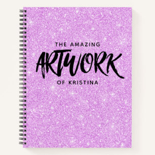 Elegant Paars Glitter Artist Sketchbook Notitieboek