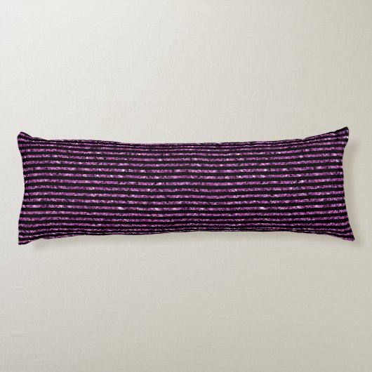 Elegant Paars glitter Black Stripe Chic Patroon Lichaamskussen (Achterkant)