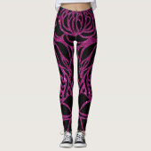 Elegant Paars Glitter Black Zebra Animal Print Leggings (Voorkant)