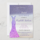 Elegant Paars Glitter Bokeh, Dress Vrijgezellenfee Kaart (Voorkant)