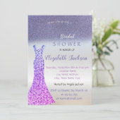 Elegant Paars Glitter Bokeh, Dress Vrijgezellenfee Kaart (Staand voorkant)