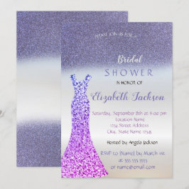 Elegant Paars Glitter Bokeh, Dress Vrijgezellenfee Kaart