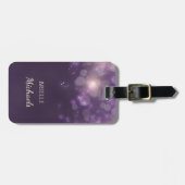 Elegant Paars Glitter Bokeh Sparkles Bagagelabel (Voorkant horizontaal)