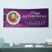 Elegant Paars Glitter Custom Retirement Party Spandoek (Beurs)