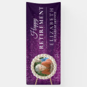 Elegant Paars Glitter Custom Retirement Party Spandoek (Verticaal)