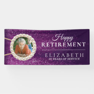 Elegant Paars Glitter Custom Retirement Party Spandoek