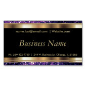 Elegant Paars Glitter en Black and Gold Visitekaartje Magneet (Voorkant)